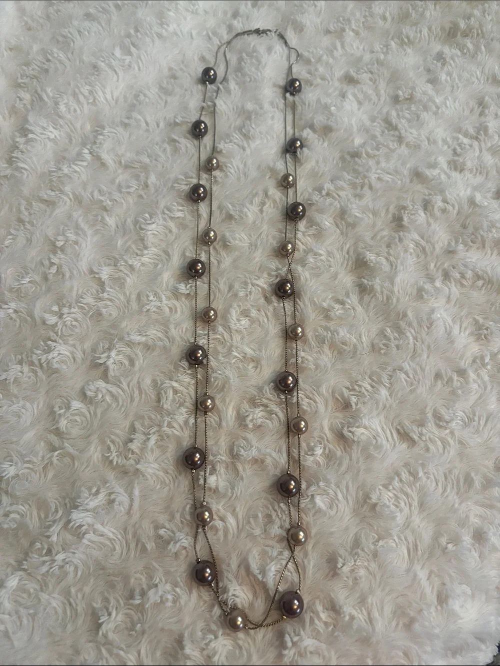 Elegant Double-Strand Gray Pearl Necklace